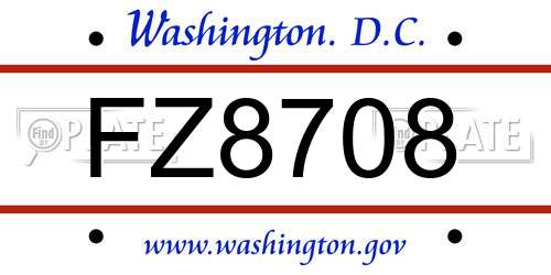 FZ8708 District Of Columbia License Plate