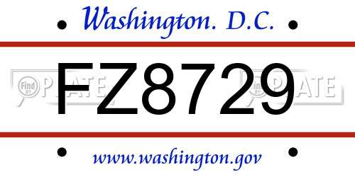 FZ8729 District Of Columbia License Plate