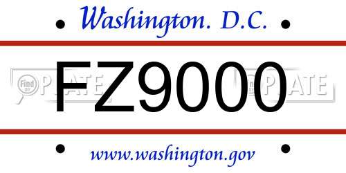 FZ9000 District Of Columbia License Plate