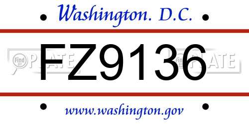 FZ9136 District Of Columbia License Plate