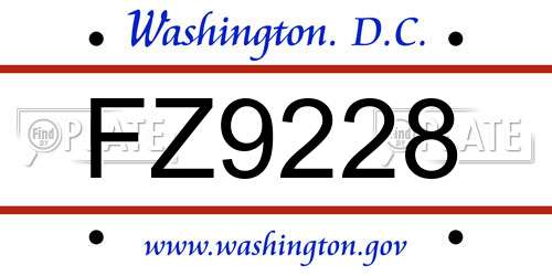 FZ9228 District Of Columbia License Plate