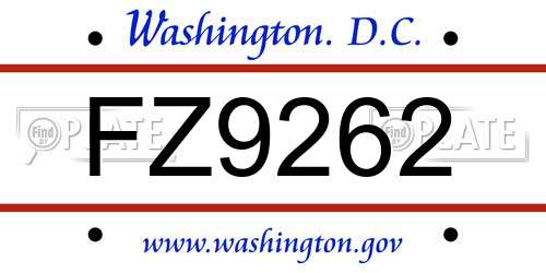 FZ9262 District Of Columbia License Plate