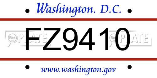 FZ9410 District Of Columbia License Plate