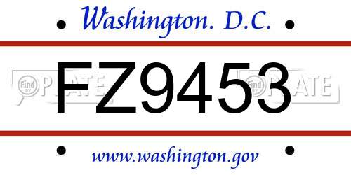 FZ9453 District Of Columbia License Plate