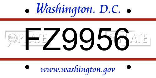 FZ9956 District Of Columbia License Plate
