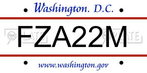 FZA22M District Of Columbia License Plate