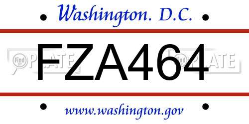 FZA464 District Of Columbia License Plate