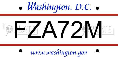 FZA72M District Of Columbia License Plate
