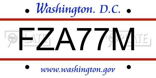 FZA77M District Of Columbia License Plate
