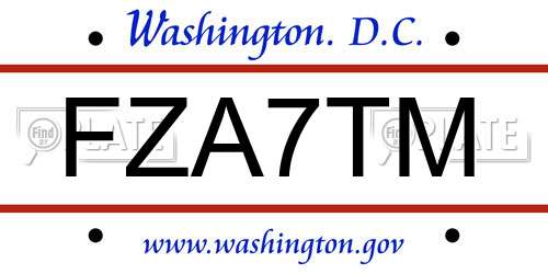 FZA7TM District Of Columbia License Plate