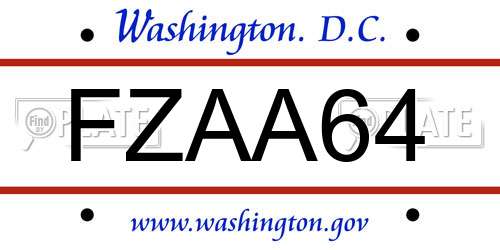 FZAA64 District Of Columbia License Plate