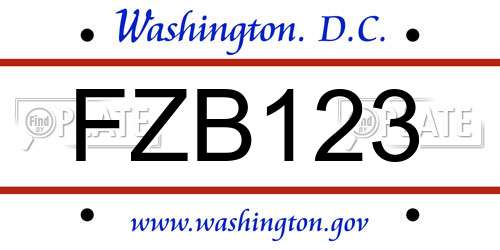 FZB123 District Of Columbia License Plate