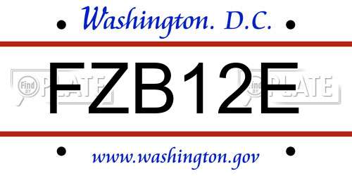 FZB12E District Of Columbia License Plate