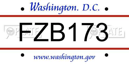 FZB173 District Of Columbia License Plate