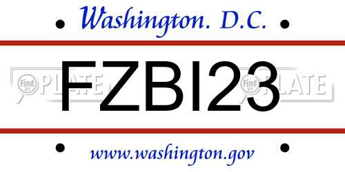 FZBI23 District Of Columbia License Plate