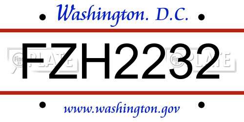 FZH2232 District Of Columbia License Plate