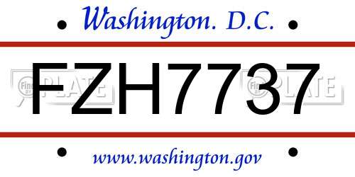 FZH7737 District Of Columbia License Plate