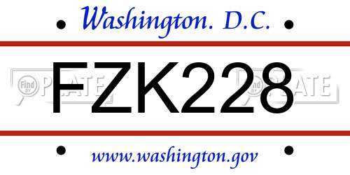 FZK228 District Of Columbia License Plate