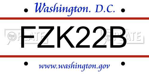 FZK22B District Of Columbia License Plate