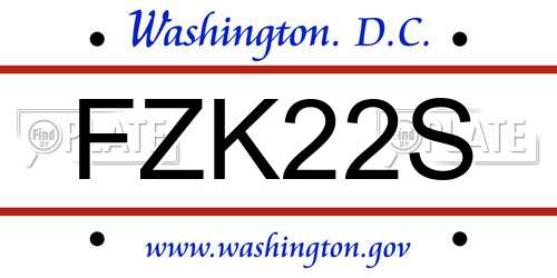 FZK22S District Of Columbia License Plate