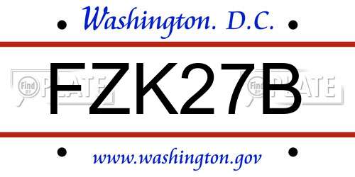 FZK27B District Of Columbia License Plate