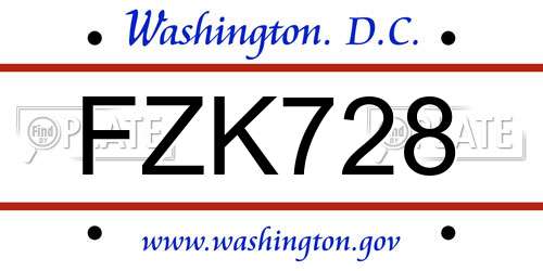 FZK728 District Of Columbia License Plate