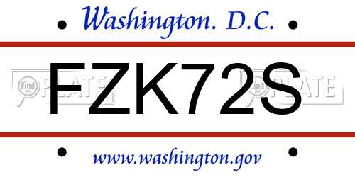 FZK72S District Of Columbia License Plate