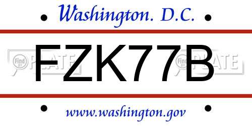 FZK77B District Of Columbia License Plate