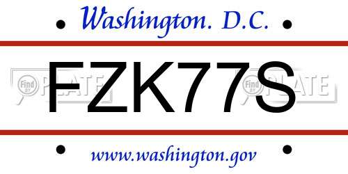 FZK77S District Of Columbia License Plate