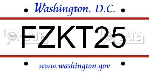 FZKT25 District Of Columbia License Plate