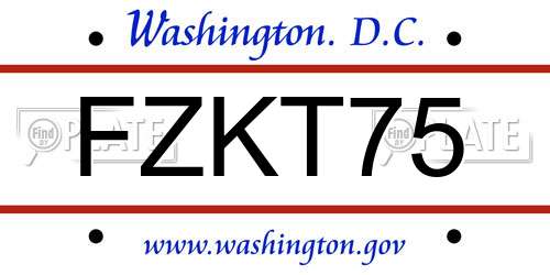 FZKT75 District Of Columbia License Plate