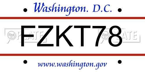 FZKT78 District Of Columbia License Plate