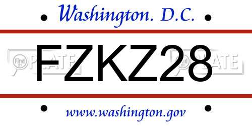 FZKZ28 District Of Columbia License Plate