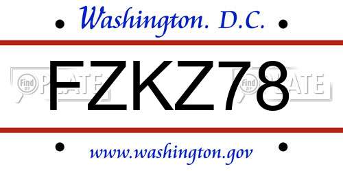 FZKZ78 District Of Columbia License Plate