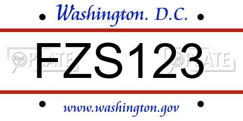 FZS123 District Of Columbia License Plate