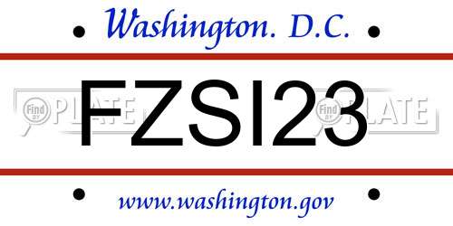 FZSI23 District Of Columbia License Plate