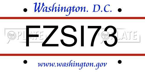 FZSI73 District Of Columbia License Plate
