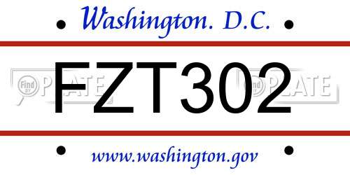 FZT302 District Of Columbia License Plate