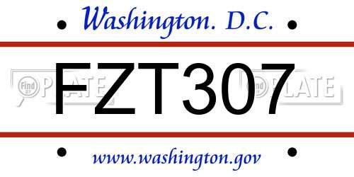 FZT307 District Of Columbia License Plate