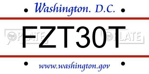 FZT30T District Of Columbia License Plate