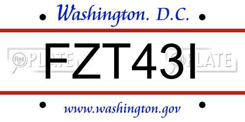FZT43I District Of Columbia License Plate