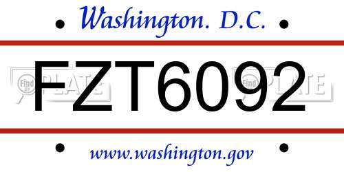 FZT6092 District Of Columbia License Plate
