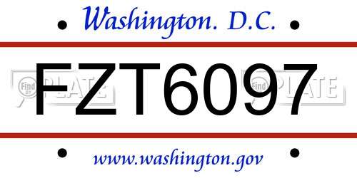 FZT6097 District Of Columbia License Plate