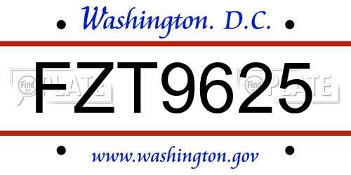 FZT9625 District Of Columbia License Plate