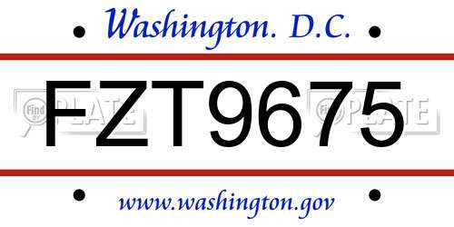 FZT9675 District Of Columbia License Plate