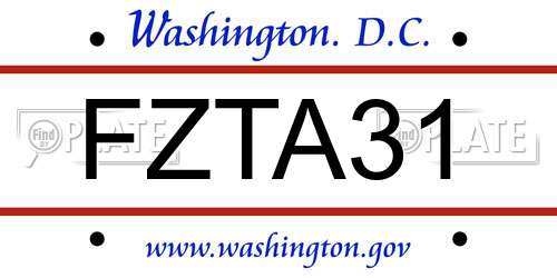 FZTA31 District Of Columbia License Plate