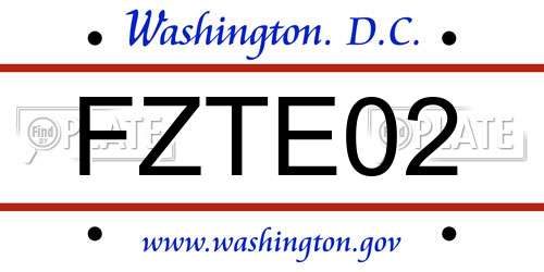 FZTE02 District Of Columbia License Plate