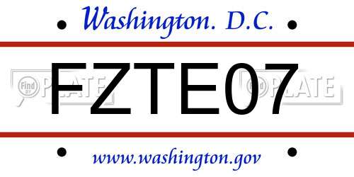 FZTE07 District Of Columbia License Plate