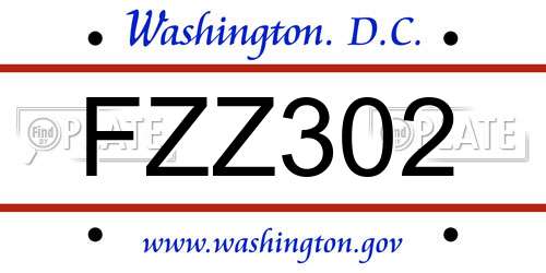FZZ302 District Of Columbia License Plate
