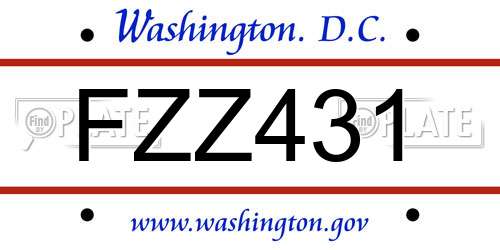 FZZ431 District Of Columbia License Plate